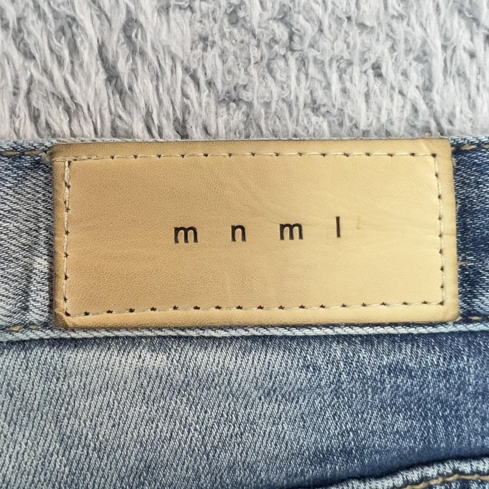 MNML Men's 34 Distressed Denim Shorts Fits Like 35 Light Wash Raw Hem Streetwear